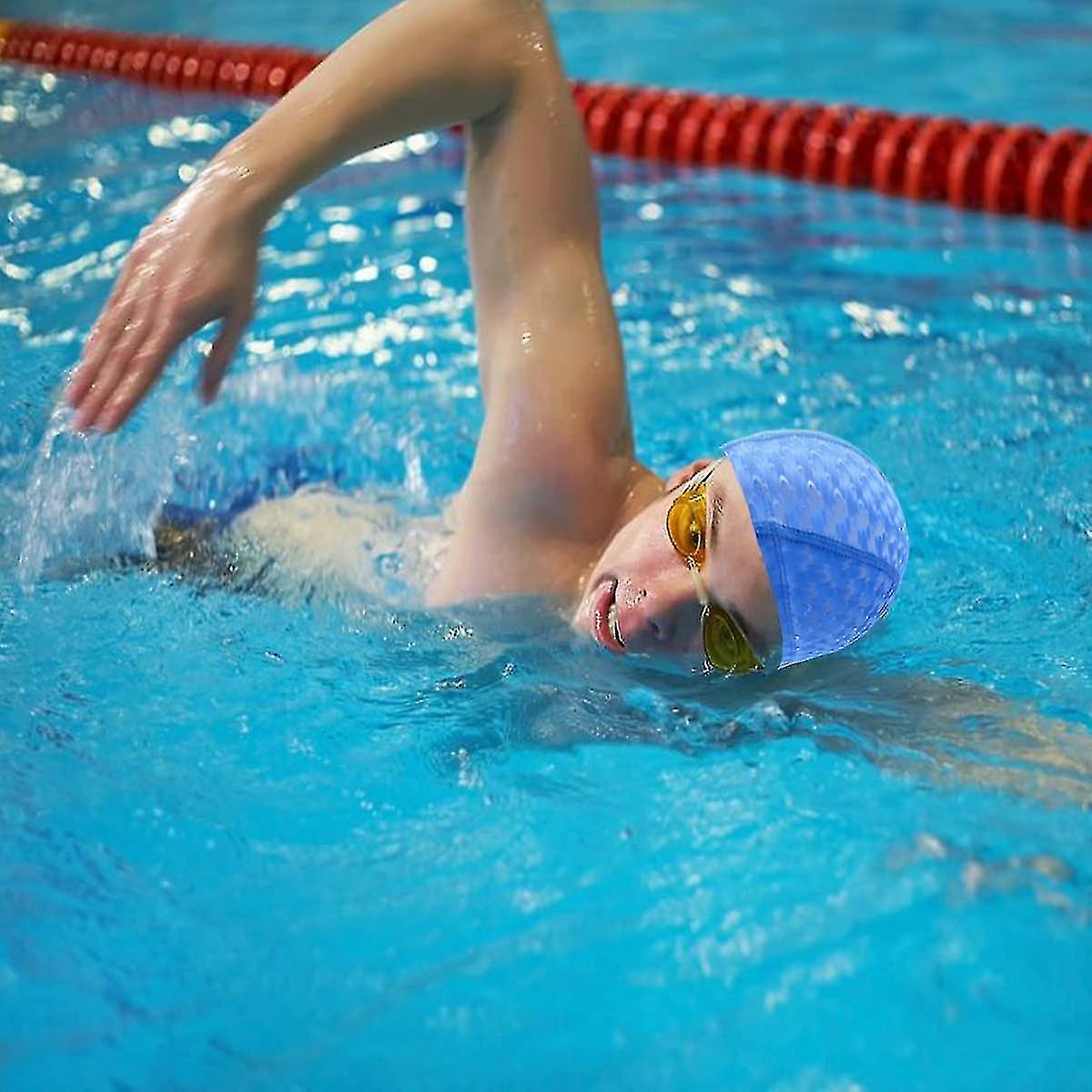 2pcs Swimming Cap Lightweight Swim Hat Comfortable No-slip Swim Cap For Women Men Kids，   And Pink