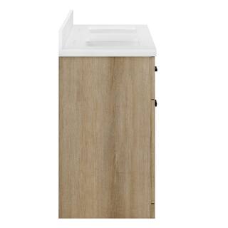 Home Decorators Collection 60 in. W x 34.5 in. H x 20 in. D Bath Vanity in Light Oak with White Engineered Stone Top HDTC60VW