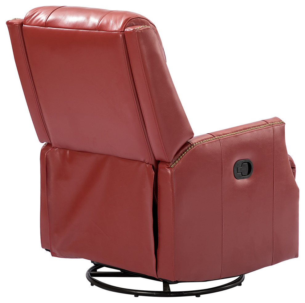 Genuine Leather Manual Swivel Recliner  Set of 2   Contemporary   Recliner Chairs   by Karat Home  Houzz