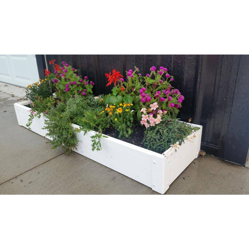 Handy Bed 12 in. x 48 in. x 6 in White Vinyl Raised Garden Bed HB-14TGW