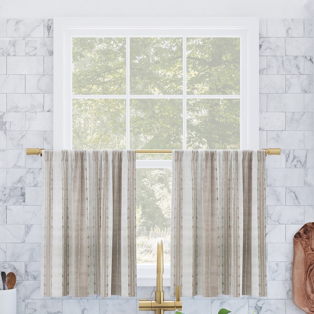 Archaeo Slub Texture Stripe Cotton Cafe Curtain Pair