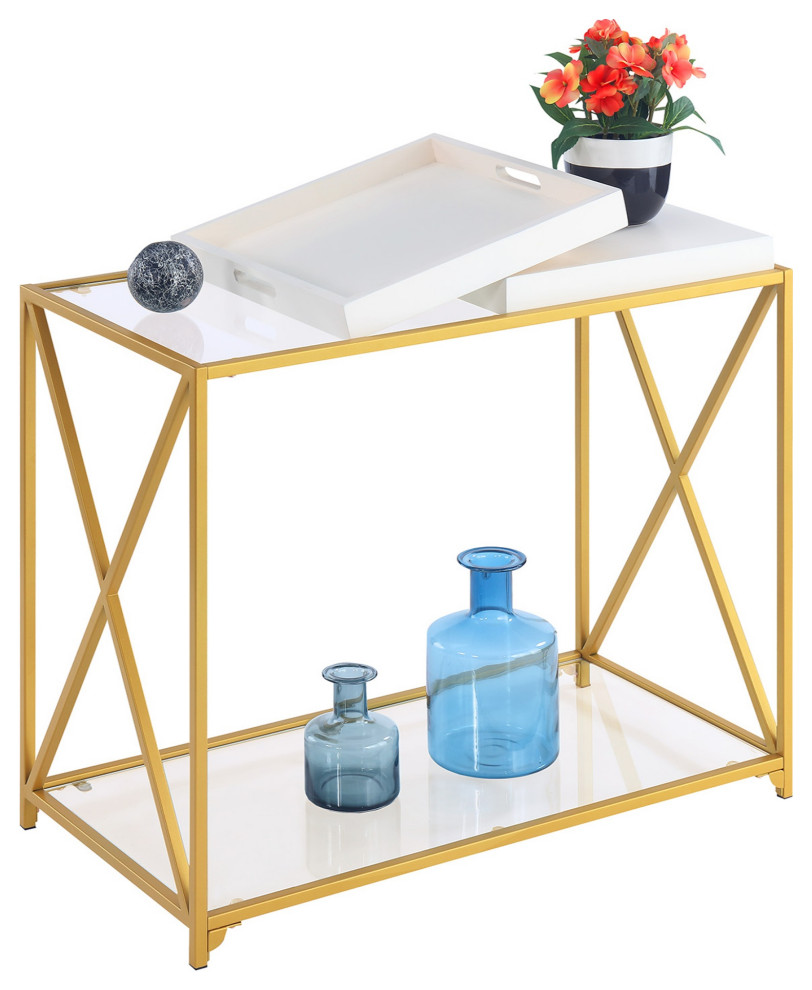 St. Andrews Console Table With Shelf And Removable Trays   Contemporary   Console Tables   by VirVentures  Houzz