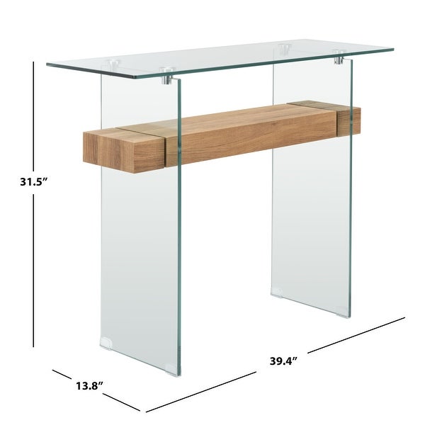 SAFAVIEH Kayley Modern Rectangular Natural/ Glass Console Table - 39.4