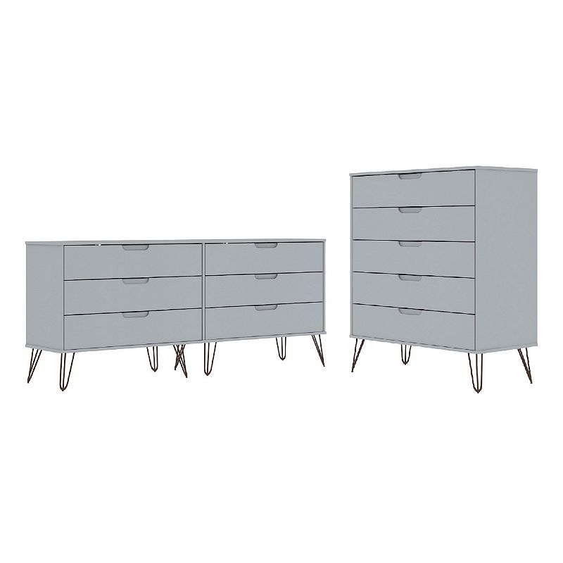 MANHATTAN COMFORT Rockefeller 5-Drawer Tall Dresser and 6-Drawer Wide Dresser 2-Piece Set