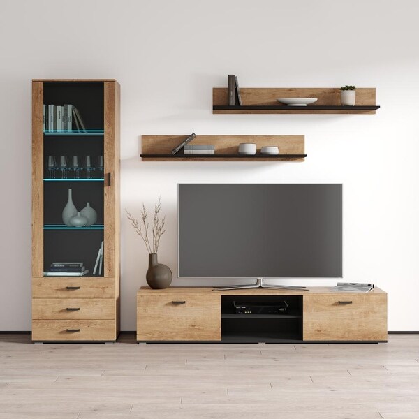 Soho 1 Modern Wall Unit Entertainment Center with 16 Color LED Lights