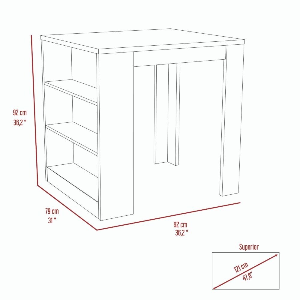 3 Shelf Kitchen Island with Storage Legs