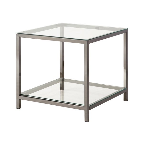 Coaster Furniture Trini Black Nickel End Table with Glass Shelf