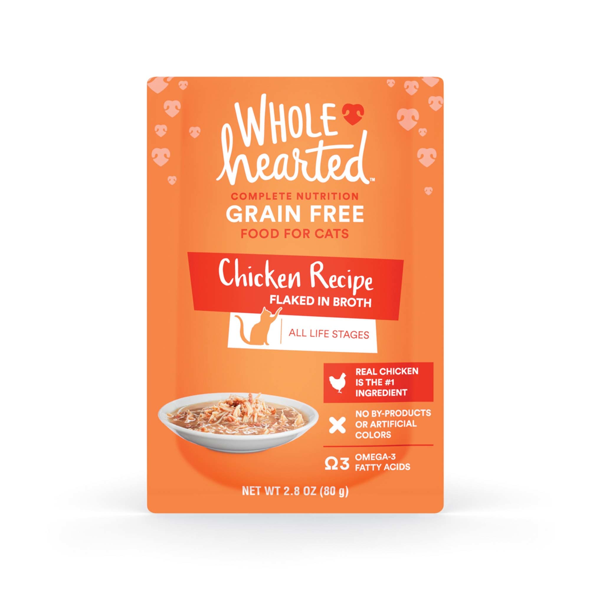 WholeHearted Grain Free Chicken Recipe Flaked in Broth Wet Cat Food， 2.8 oz.， Case of 12