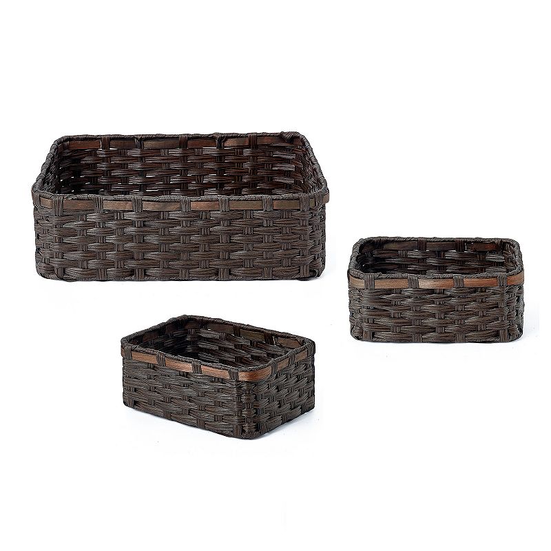 Saddle River Faux Wicker Basket 3-pc. Set