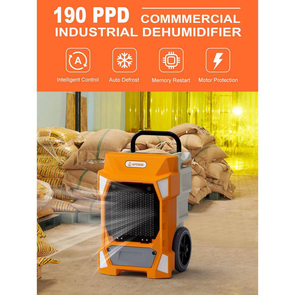 190 pt. 7500 sq.ft. Bucketless Commercial Dehumidifier in. OrangesPeaches with Pump Auto Defrost Memory Starting Dehumidifier3