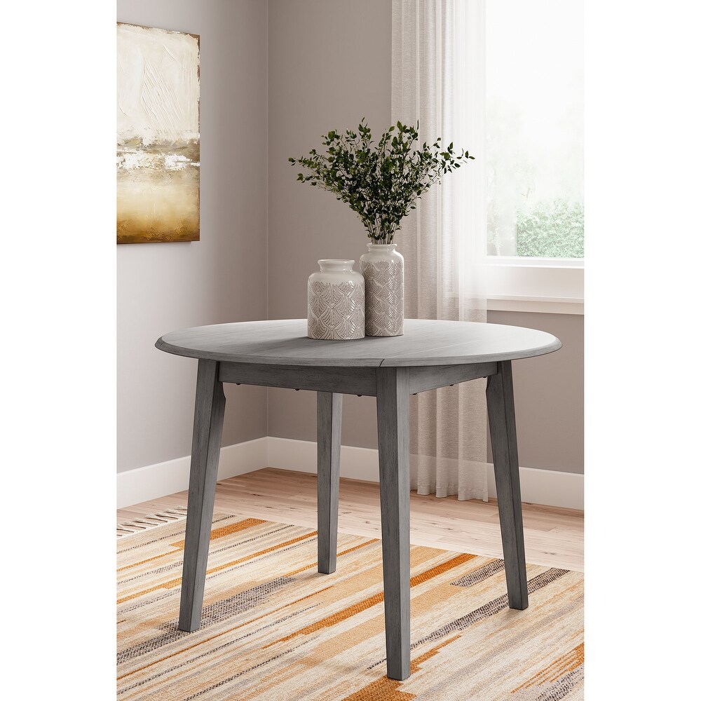 Signature Design by Ashley Shullden Gray Round Drop Leaf Dining Table   43\