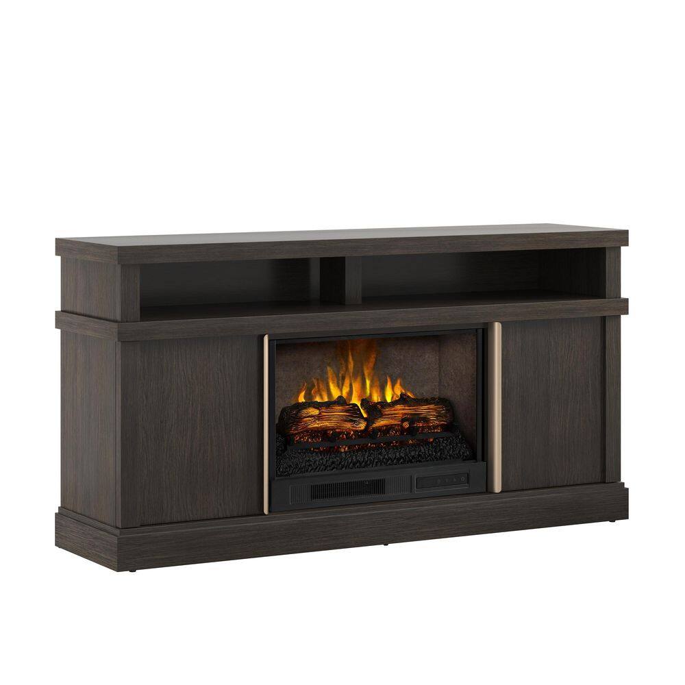 SCOTT LIVING MEYERSON 60 in. Freestanding Media Console Wooden Electric Fireplace in Cappuccino HDSLFP60L-2A