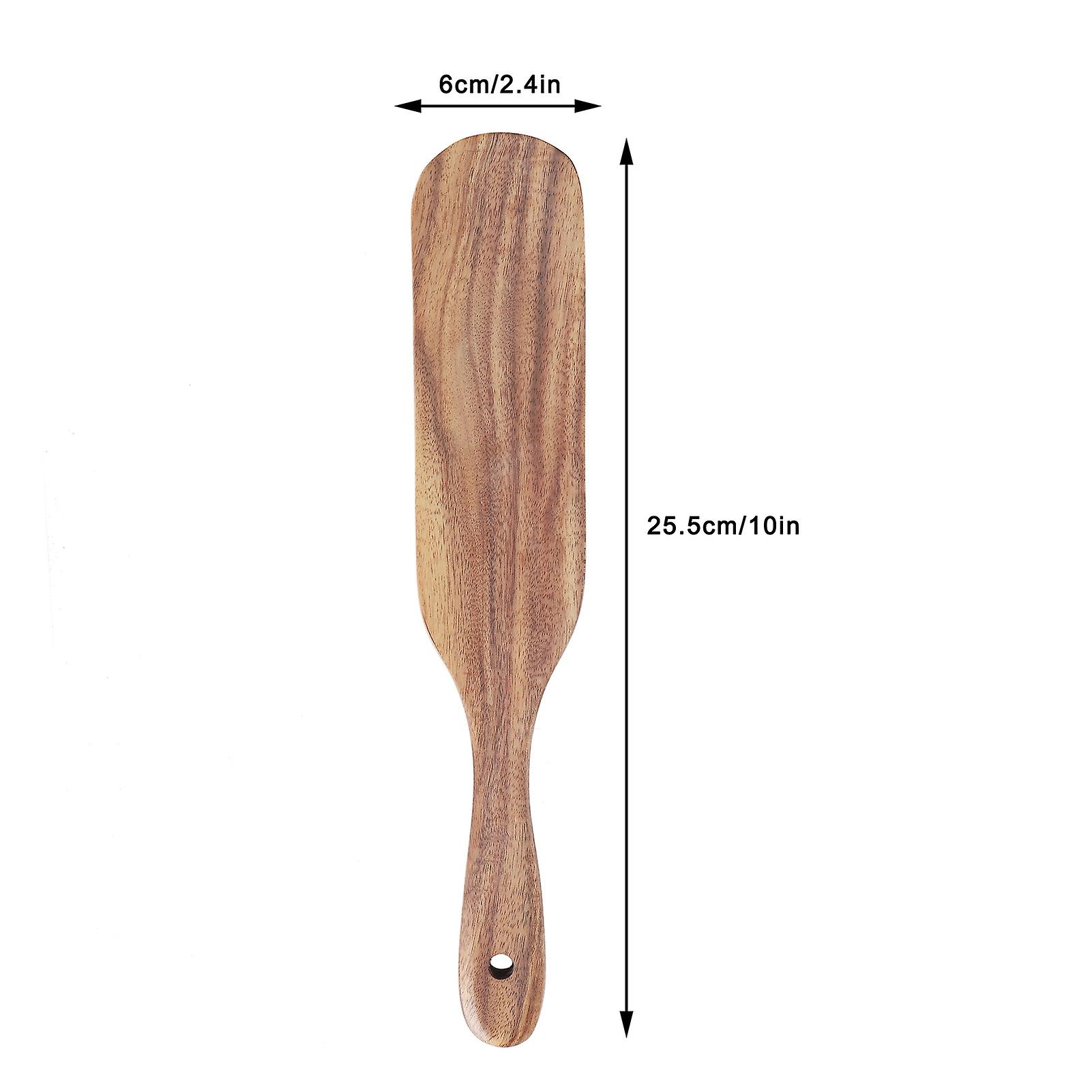 Wooden Spurtle For Cooking， Teak Wood Spatula Nonstick Spreading Cream Utensils For Sourdough Starter Stirring， Mixing， Serving[25.5*6 Cm]