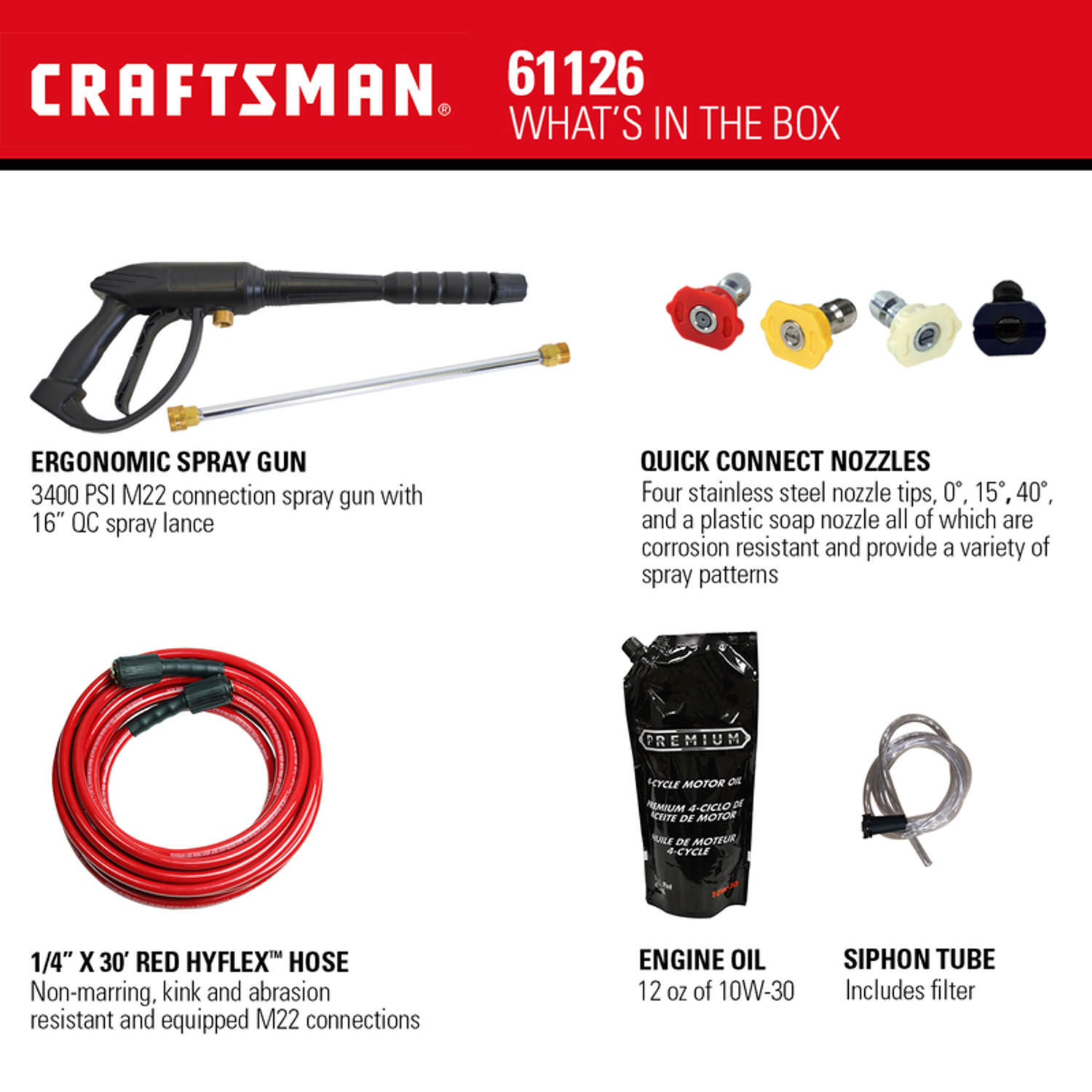 Craftsman CMXGWFN061126 Honda 3300 psi Gas 2.4 gpm Pressure Washer