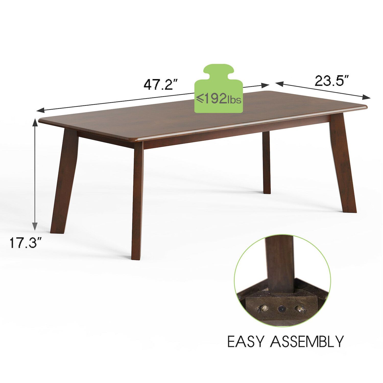 Rectangular Modern Wooden Coffee Table with Rubber Leg