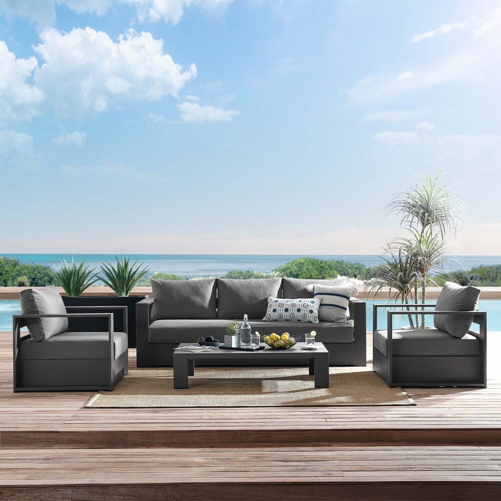 Tahoe Outdoor Aluminum 4 piece Conversation Set with Coffee Table