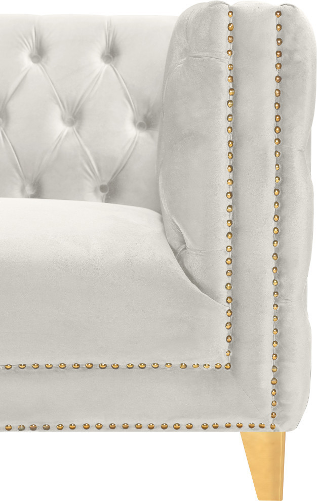 Michelle Fabric Upholstered Chair  Gold Iron Legs   Contemporary   Loveseats   by Meridian Furniture  Houzz