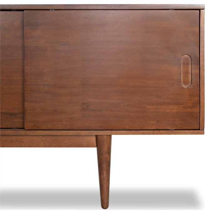 Pemberly Row Mid Century Solid Wood Corner TV Stand for TVs up to 65 quotin Walnut   Midcentury   Entertainment Centers And Tv Stands   by Homesquare  Houzz