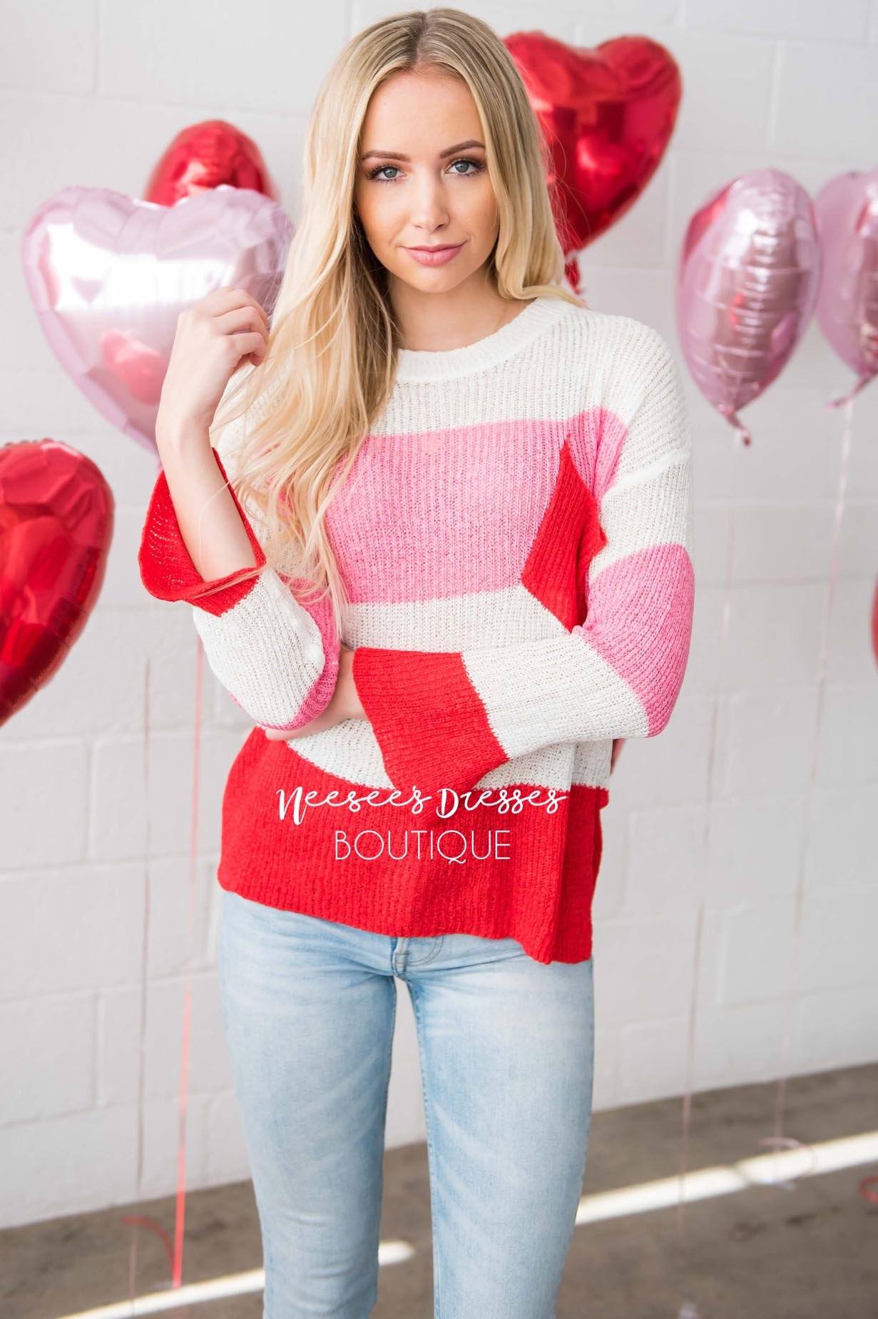 Be Mine Colorblock Pocket Sweater