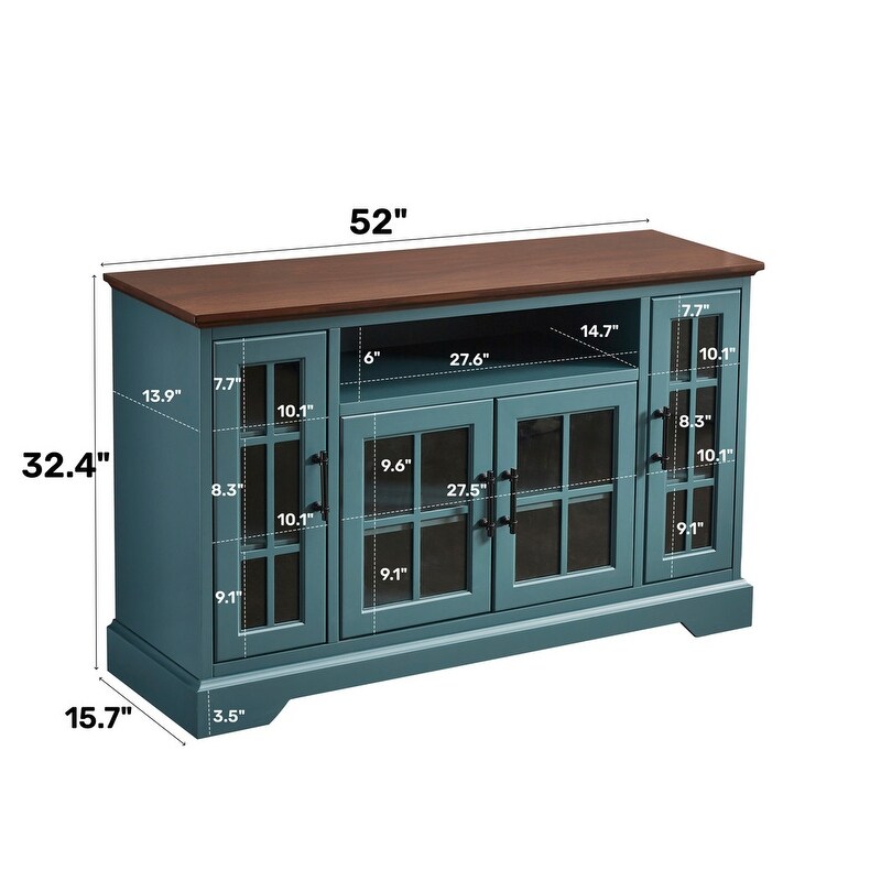 52'' Traditional Style Storage Sideboard Buffet with Four tempered glass doors (2 Colors）