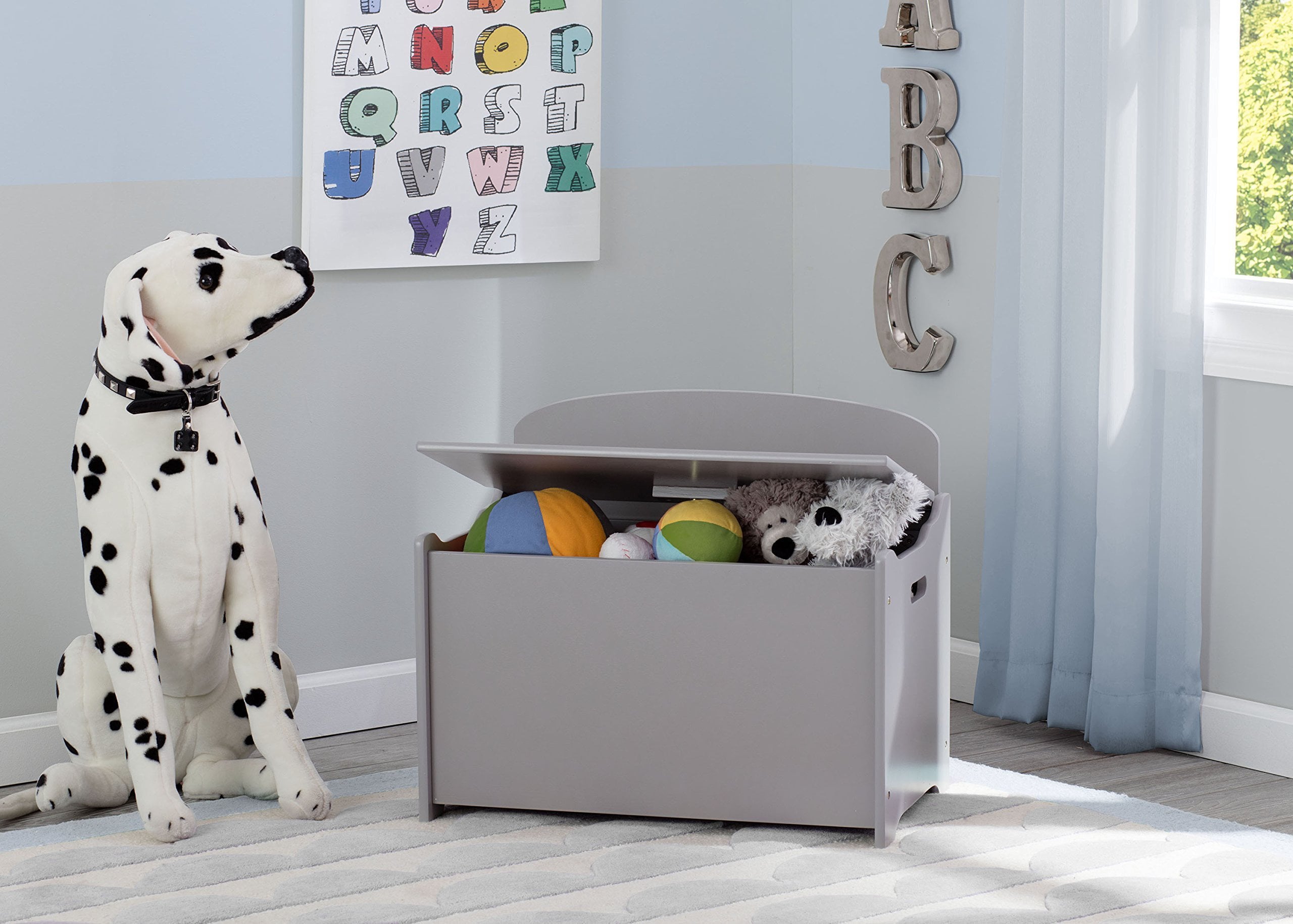 Delta Children MySize Deluxe Toy Box Kid's Room Organizer Storage Chest, Gray