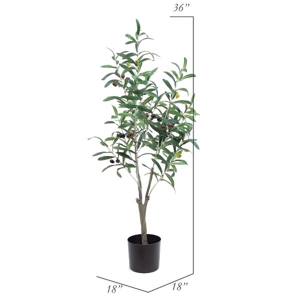 The Mod Greenhouse Faux Green Olive Tree in a Black Matte Planter Pot