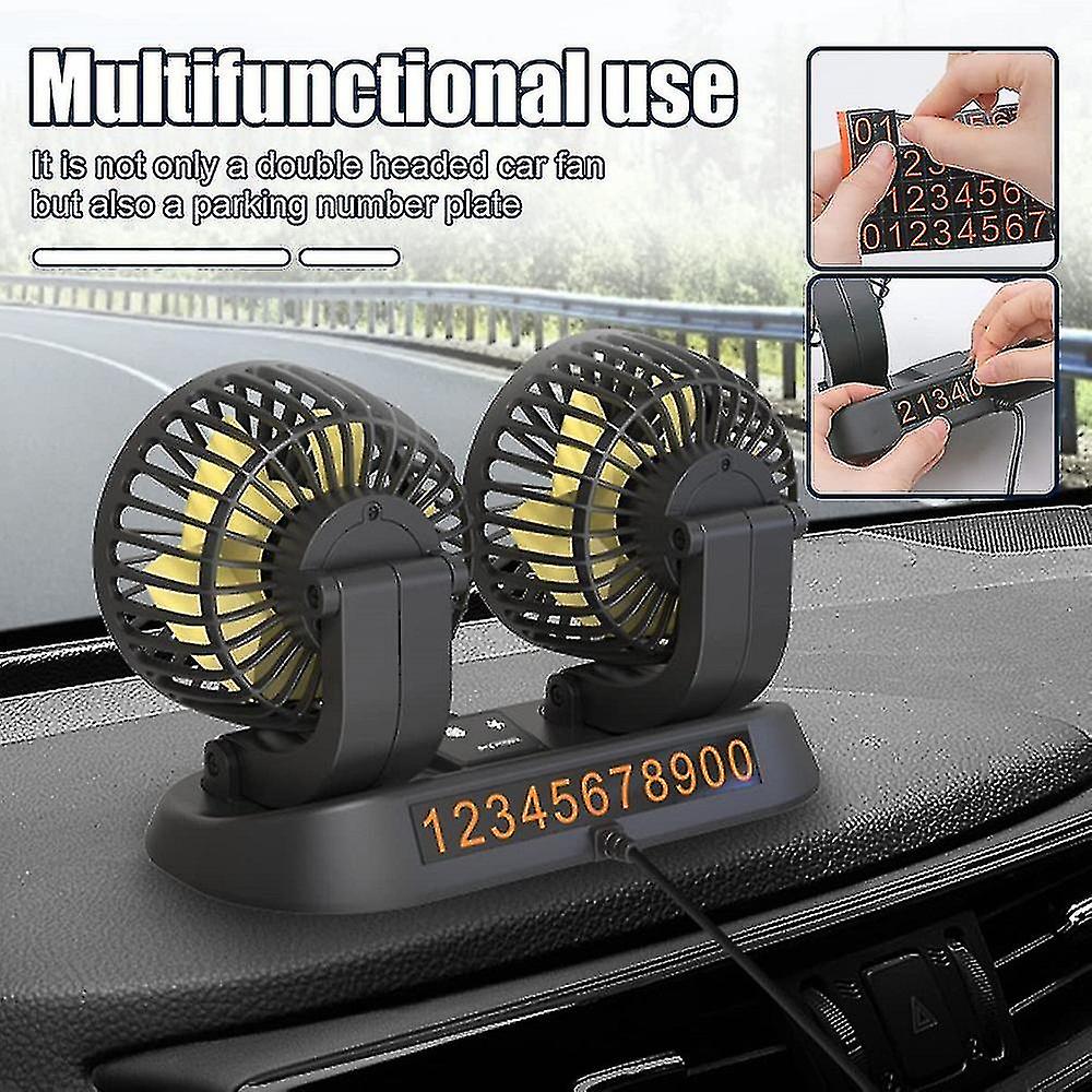 Dual Head Car Fan Rotatable Dashboard Electric Cooling Fan For Car Suv Truck