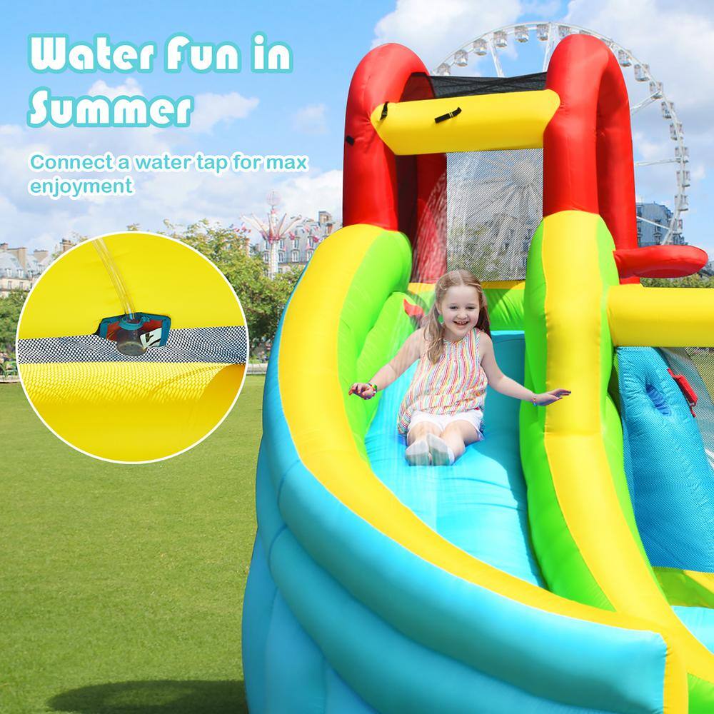 Costway Inflatable Kids Water Slide Jumper Bounce House Splash Water Pool with 550W Blower OP70410+ES10150US