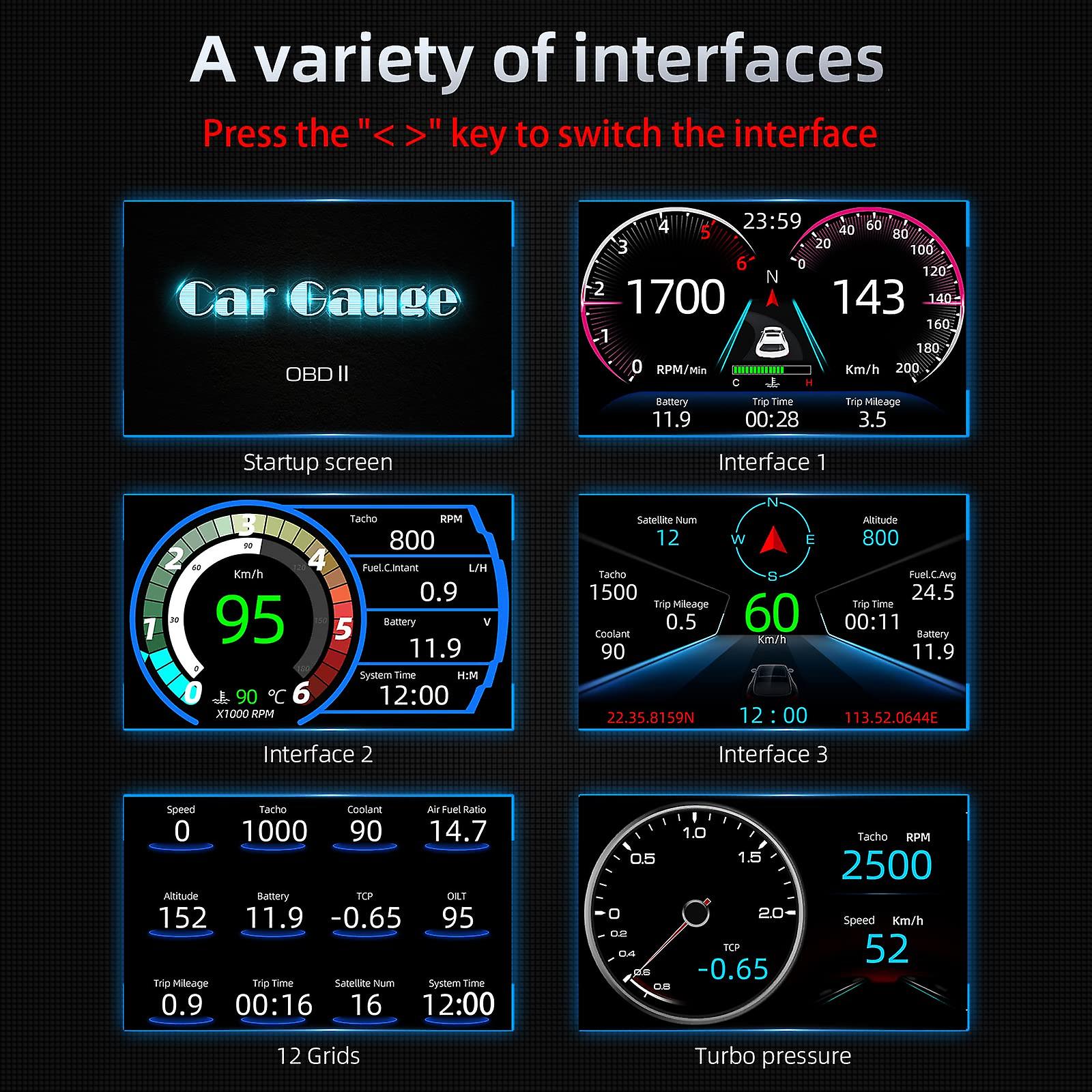 Car Head Up Display Obd Digital Speedometer Multifunctional Car Alarm Instrument