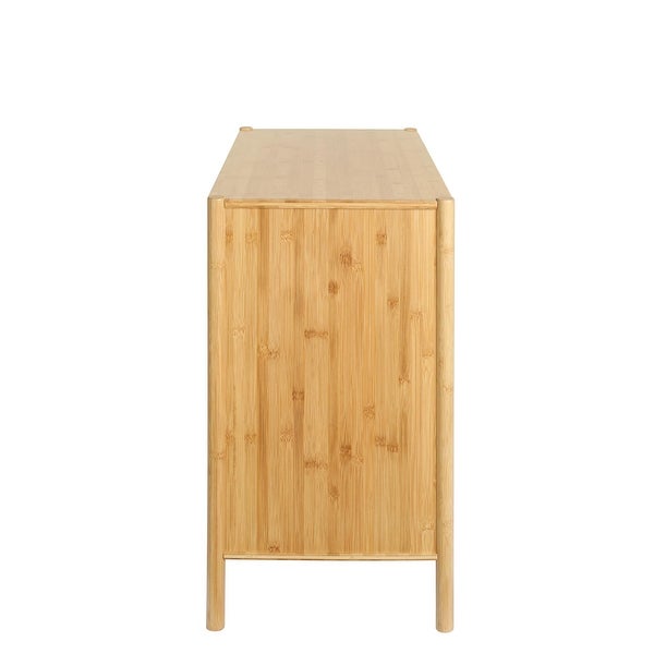 Bamboo Mid-Century Modern Cabinet Side Table with 3 Drawers