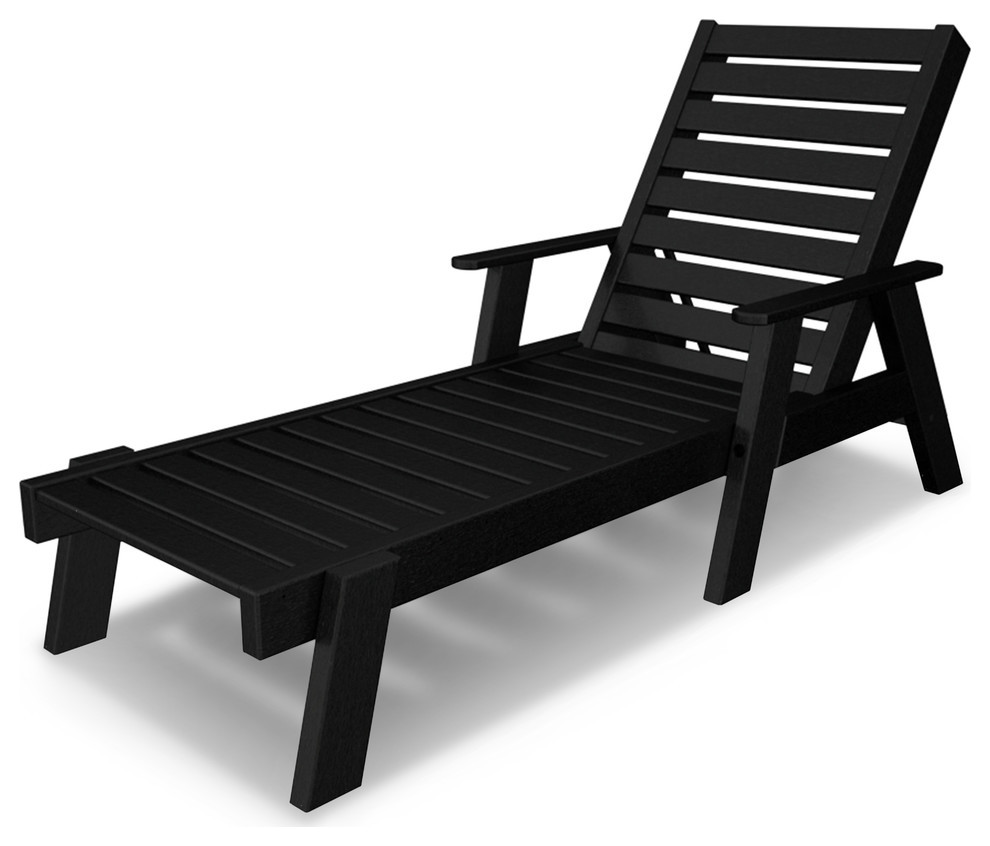 Polywood Captain Chaise With Arms   Transitional   Outdoor Chaise Lounges   by POLYWOOD  Houzz