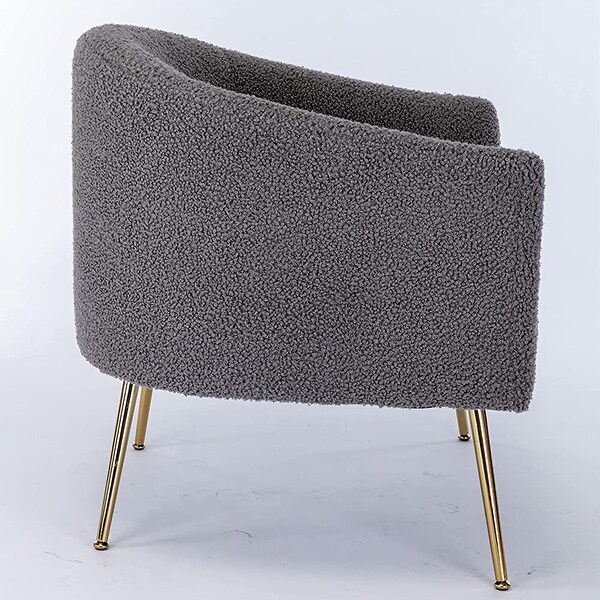 Modern Glam Upholstered Living Room Accent Barrel Chair with Golden Legs