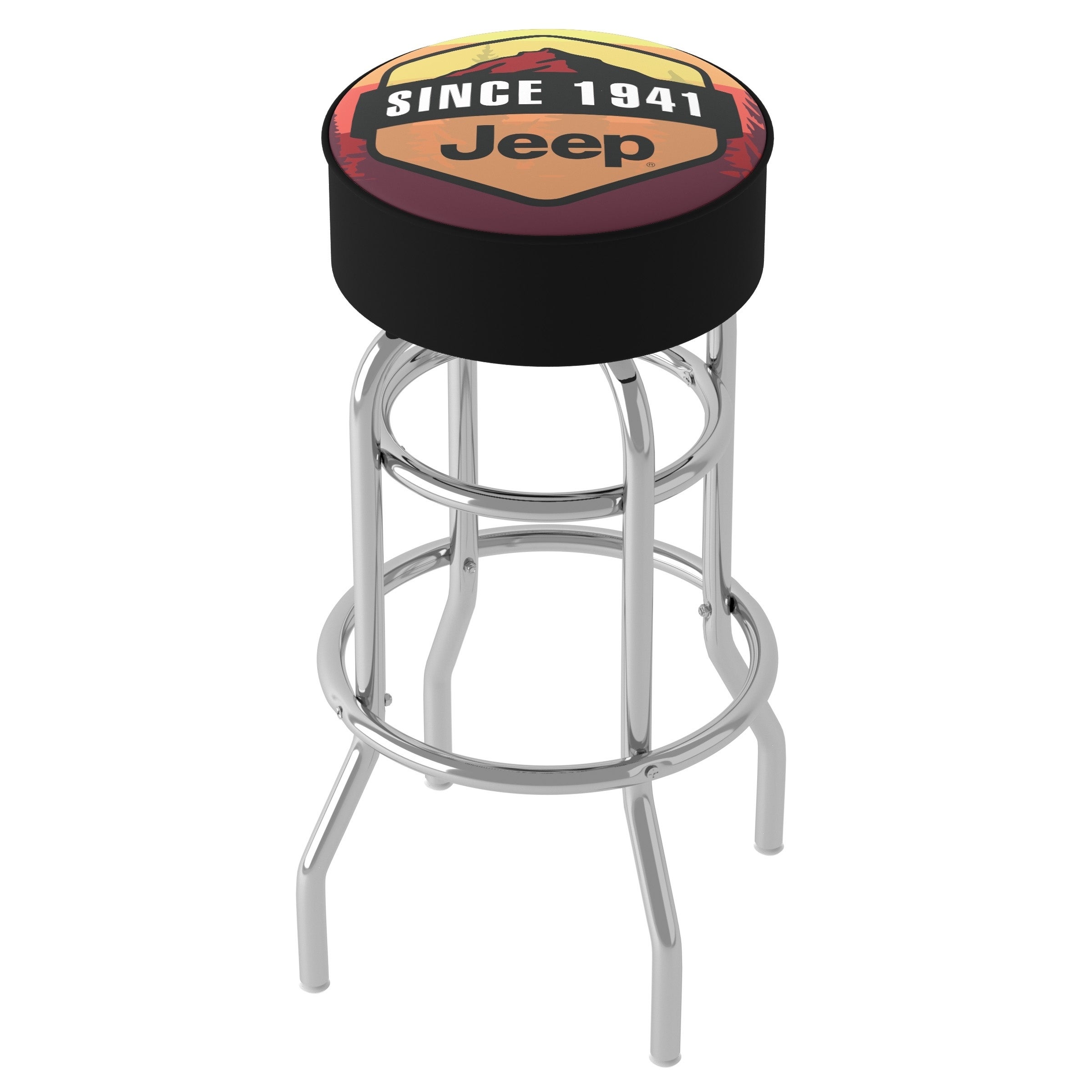 Jeep Sunset Mountain 360 Degree Swivel Barstool with Foam Padded Seat - 20 x 20 x 31