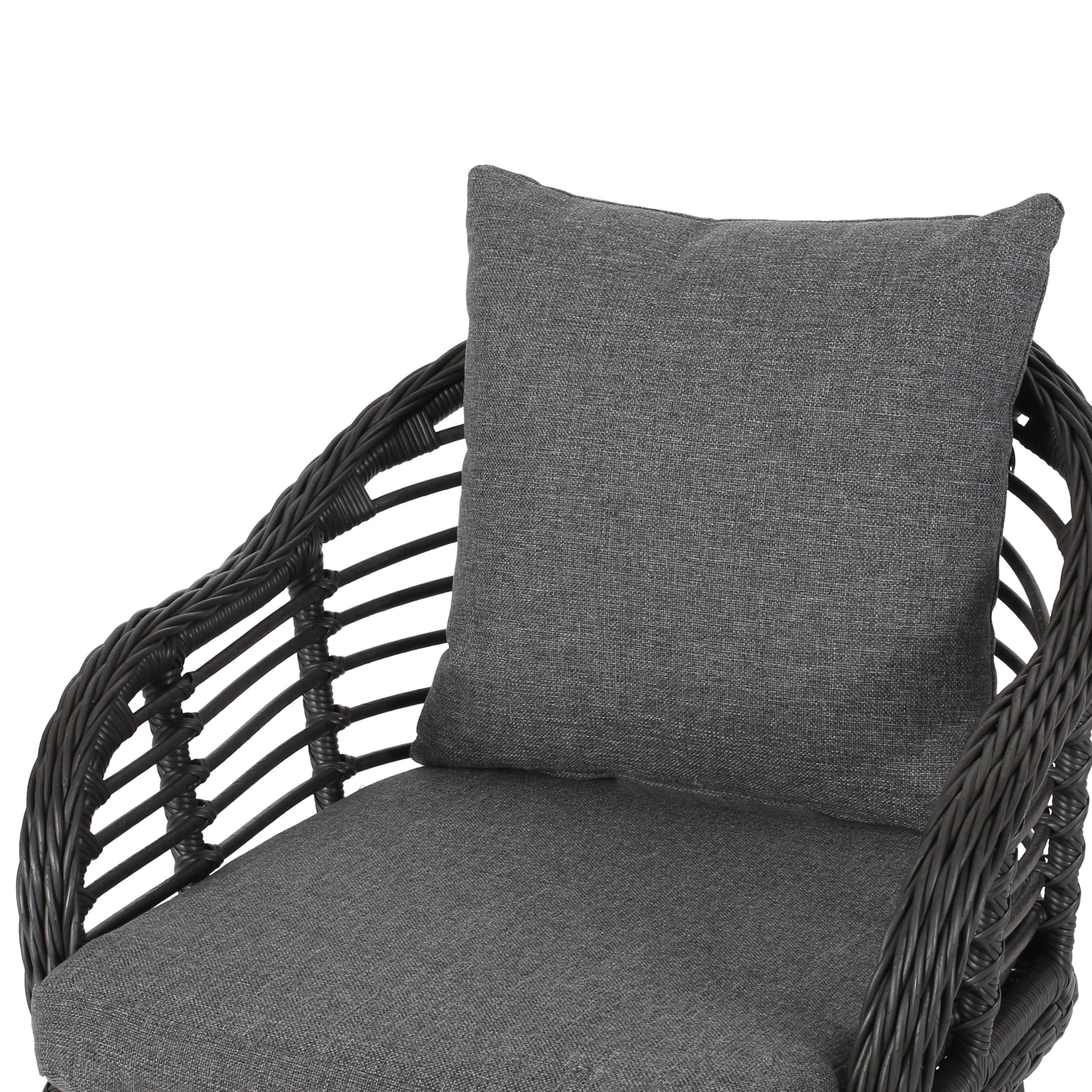 Evvy Outdoor Modern Boho 2 Seater Wicker Chat Set with Side Table