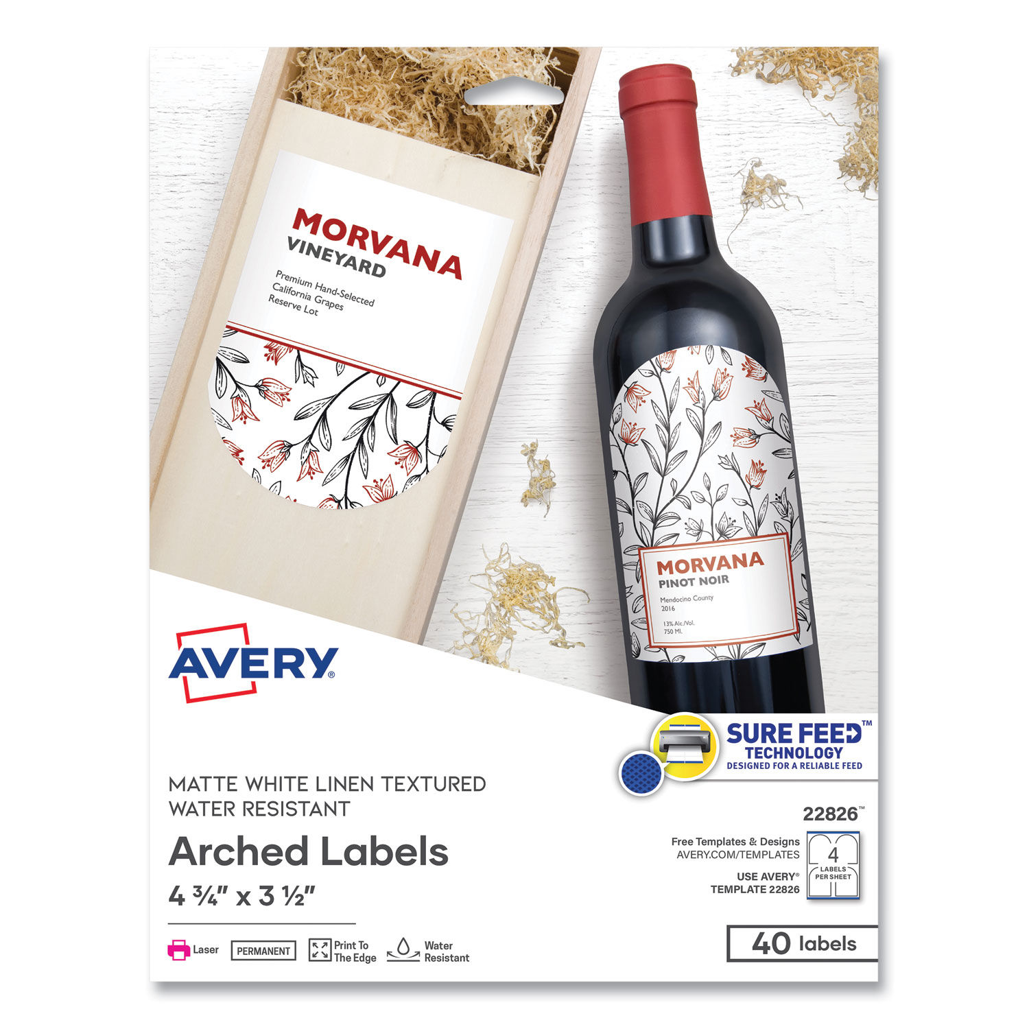 Textured Arched Print-to-the-Edge Labels by Averyandreg; AVE22826