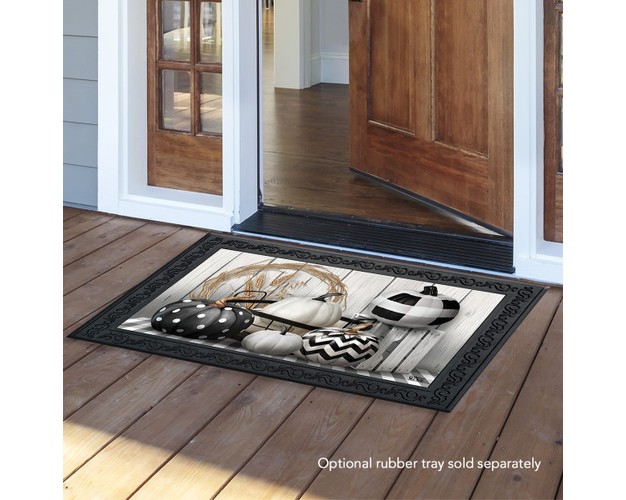 Briarwood Lane Black amp White Pumpkins Fall Doormat Primitive Autu