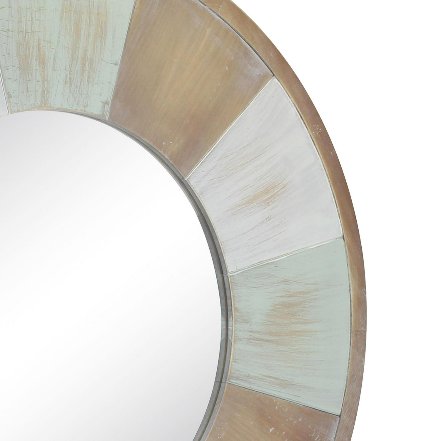 Stonebriar Rustic 275  Round Tricolor Wooden Wall Mirror  Crowdfused