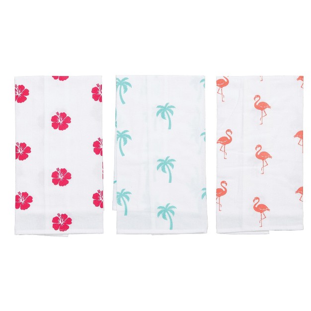 C amp f Home Tropics Printed Cotton Flour Sack Kitchen Towel Dishtowel Set Of 3