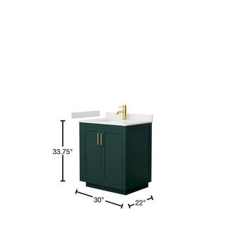 Wyndham Collection Miranda 30 in. W x 22 in. D x 33.75 in. H Single Bath Vanity in Green with Carrara Cultured Marble Top WCF292930SGDC2UNSMXX