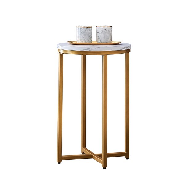 X-shaped Base Side Table/End Table in White/Gold