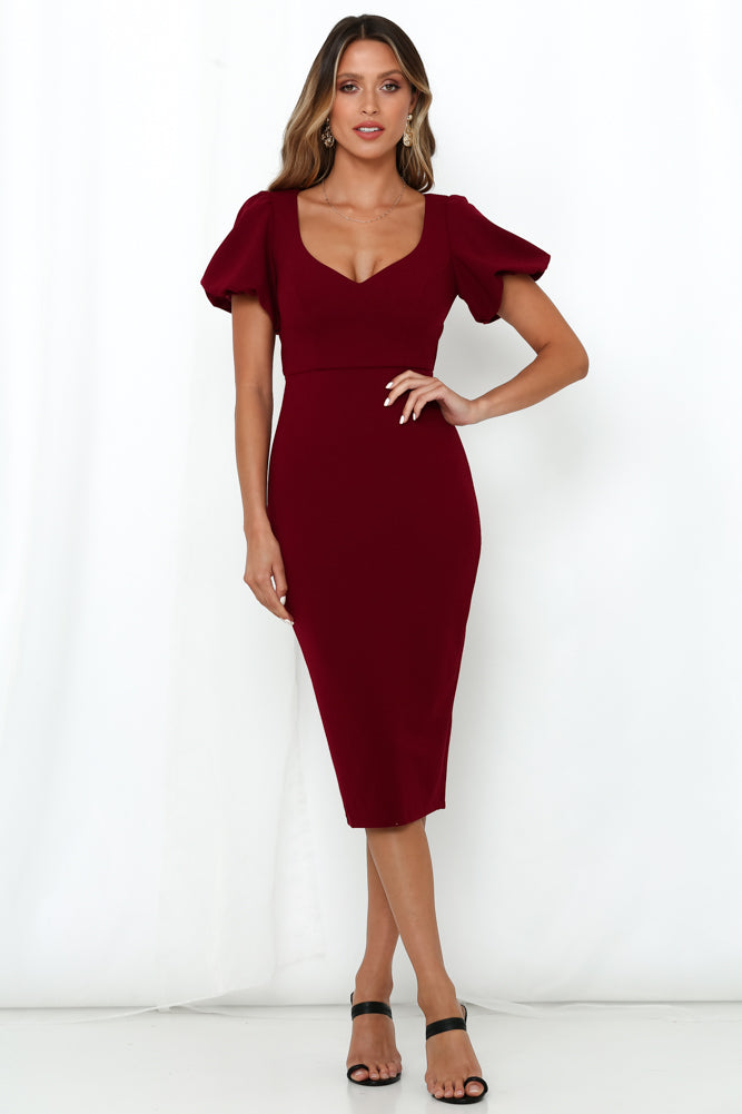 Lost My Invitation Midi Dress Wine