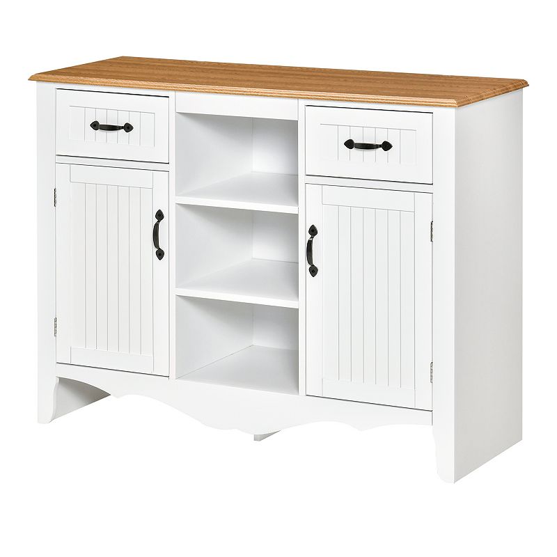 HOMCOM 42 Accent Sideboard Cabinet Serving Buffet with Drawers and Adjustable Shelves for Living Room or Kitchen White