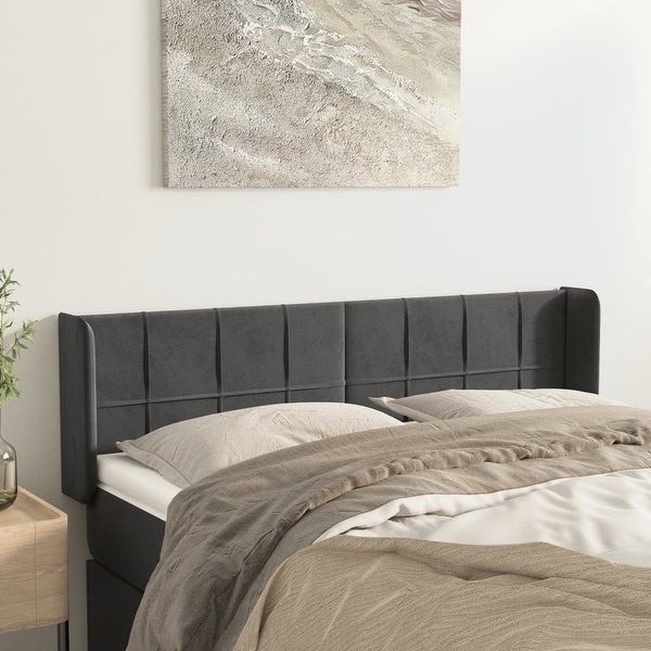 vidaXL Headboard with Ears Dark/Light Gray Velvet - - 37455508