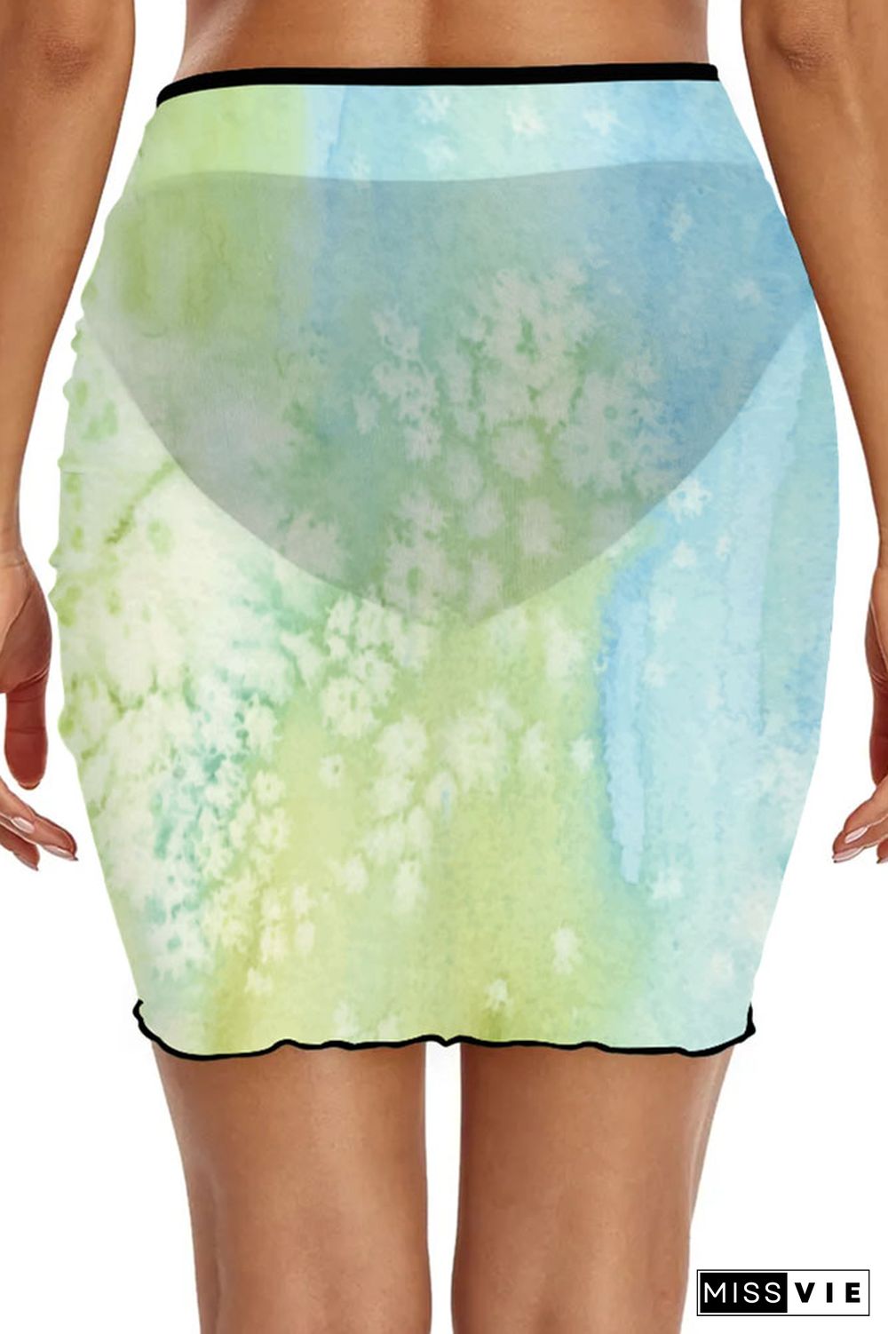 Gradient Tie Dye Ruched Beach Skirt