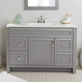 Glacier Bay Candlesby 48.25 in. W x 18.75 in. D Bath Vanity in Sterling Gray with Cultured Marble Vanity Top in White with Sink CD48P2-ST