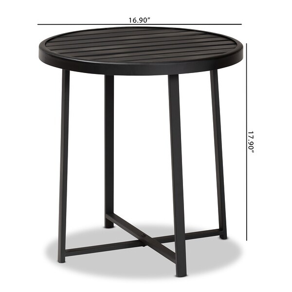 Sadiya Modern Industrial Black Finished Metal Outdoor Side Table