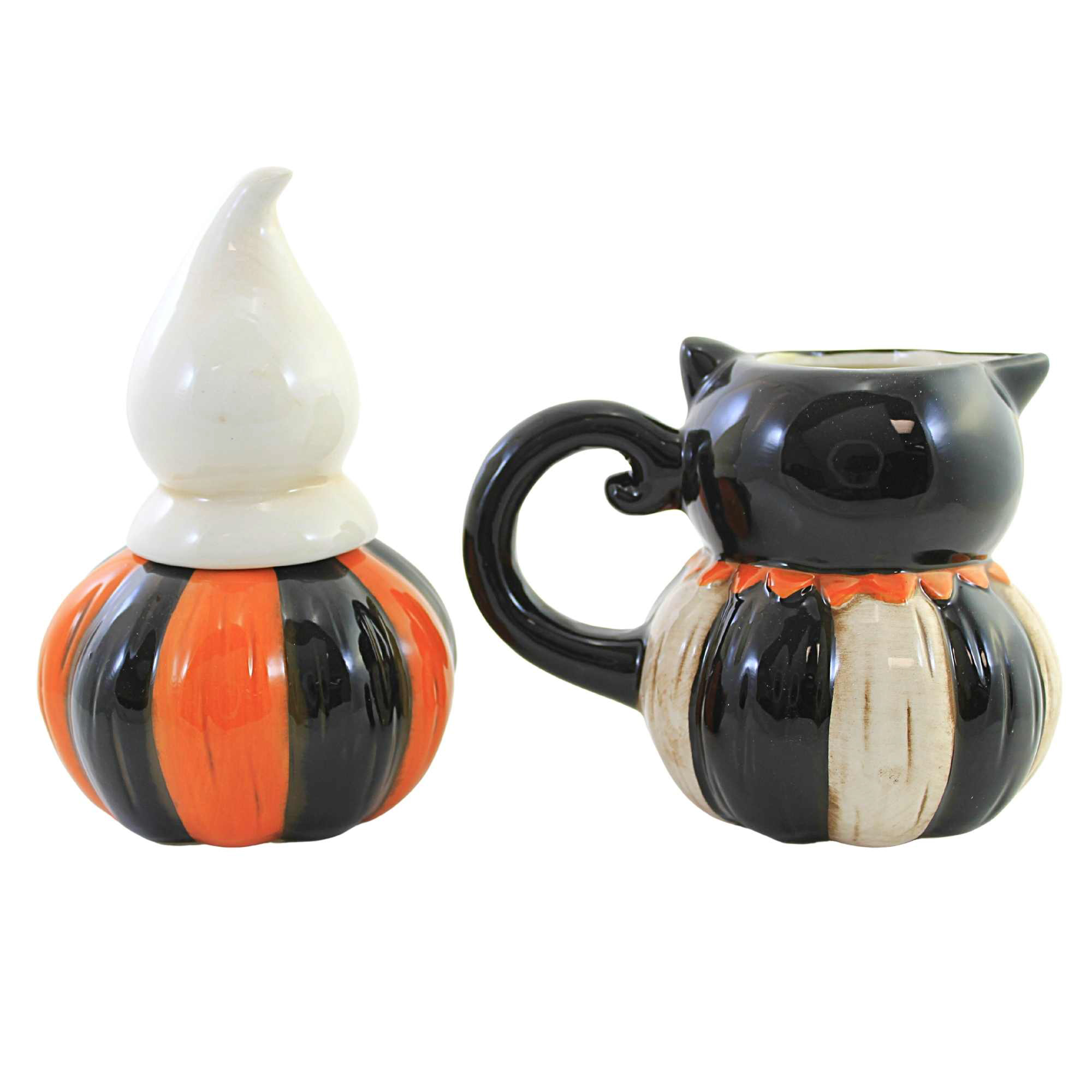 Tabletop Ghost/Cat Sugar and Creamer Dolomite Halloween Johanna Parker Th00044