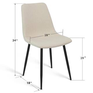 Elevens Fabric Beige Upholstered Dining Side Chair (Set of 6) BINGO-BEIGE-6