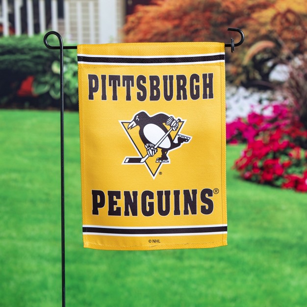 Embossed Suede Flag Gdn Size Pittsburgh Penguins