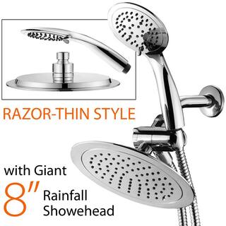 5-spray 8 in. Dual Shower Head and Handheld Shower Head with Waterfall in chrome 21442